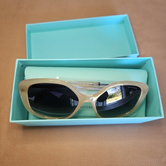Tiffany & Co. Beige Irregular Sunglasses NWT - Picture 4 of 12